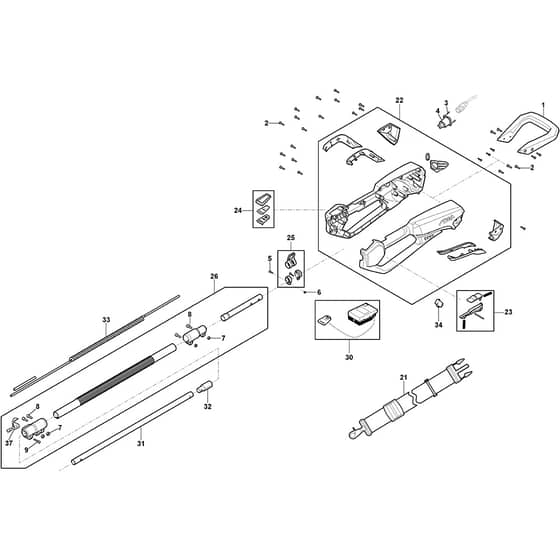 SPH 900 AE - 2021-2024 - 279710038/ST1 - Stiga Hedge Trimmer Handle Diagram