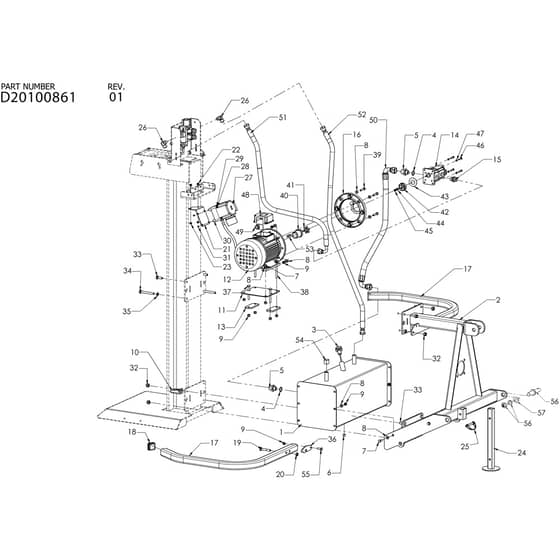 SPL 1200 T - Oleo-Mac Logsplitter Three phase engine assy Diagram