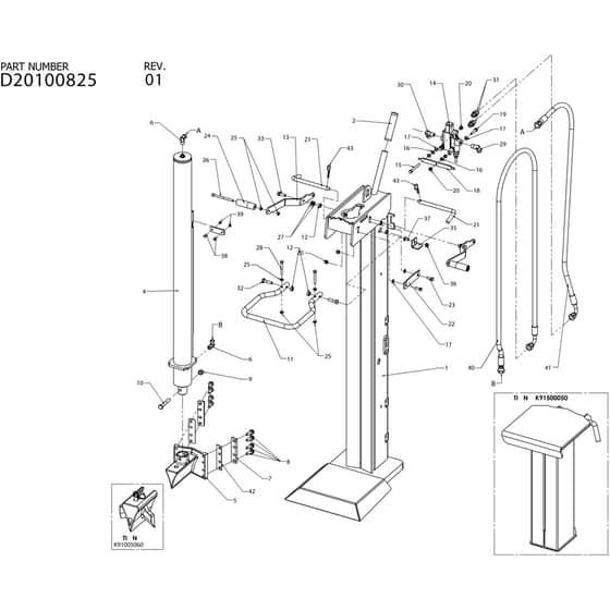 SPL 910 T - Oleo-Mac Logsplitter Beam assy Diagram