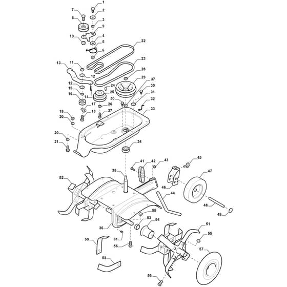 SRC 550 RB - 2014-2022 - 212501022/14 - Stiga Tiller Transmission Diagram