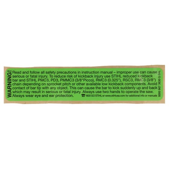 Genuine Stihl Instruction Label - 0000 967 3630