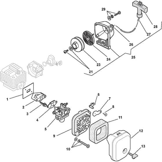 ST 225J - 2006-2007 - 19-1025-11 - Stiga Trimmer Handle Transmission Diagram