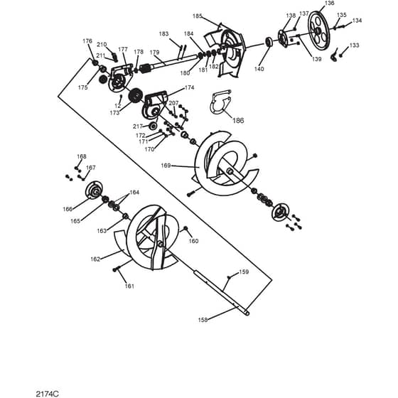 ST 3256 P - 2014-2016 - 18-2803-33 - Stiga Snow Thrower Gear case, auger Diagram