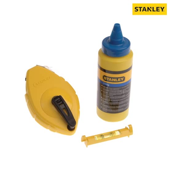 Stanley Chalk Line 30m Blue Chalk & Level - 0-47-443
