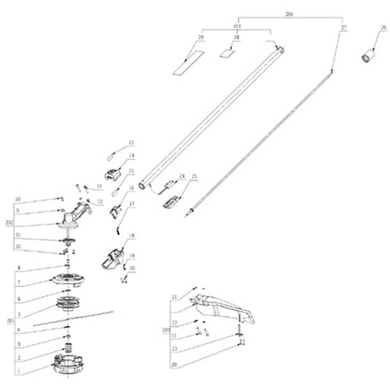EGO STA1600 - String Trimmer Attachment (Apr 2023) Main Assy Diagram