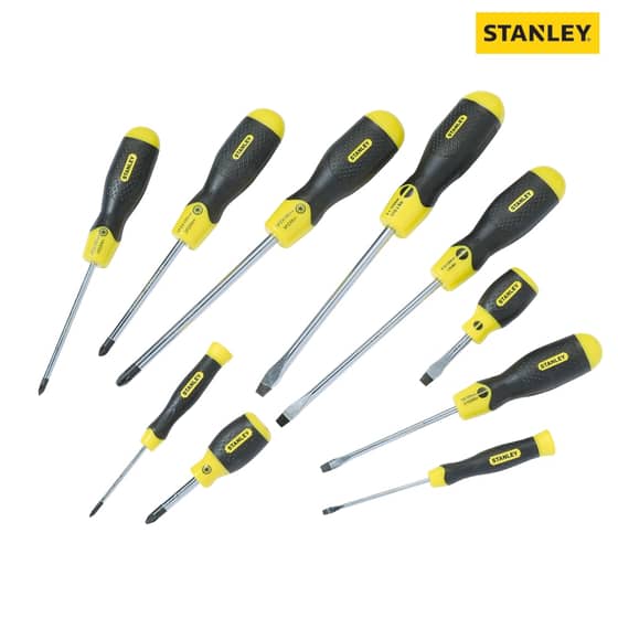 Stanley Cushion Grip Flared/Pozi Screwdriver Set of 10 - 2-65-014