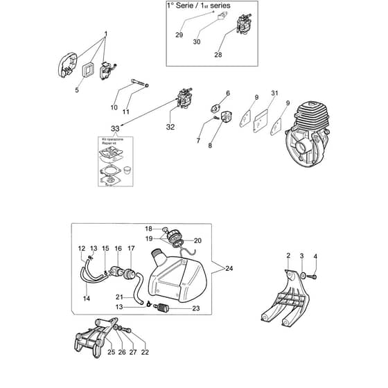 Stark 2500 TR(Euro 2) -  - Efco Brushcutter Tank and air filter Diagram