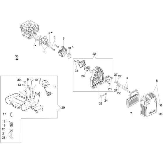 STARK 4410 BP -  - Efco Brushcutter Tank and air filter Diagram