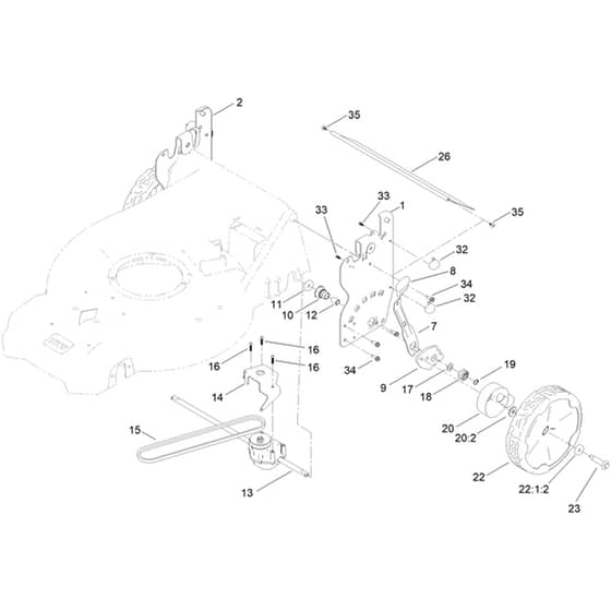 Toro Super Recycler C53AST 53cm - 21693 (414500000 - 414899999) Rear Wheel and Height-of-Cut