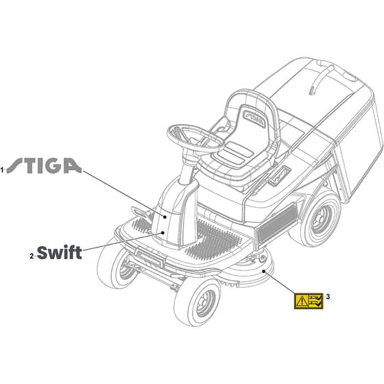 Swift 372e - 2022-2025 - 2T0250481/ST1 - Stiga Ride On Mower Labels Diagram
