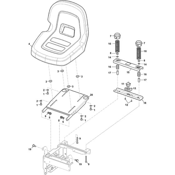 Swift 372e - 2022-2025 - 2T0250481/ST1M - Stiga Ride On Mower Seat Diagram