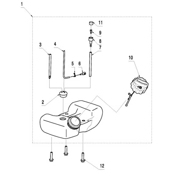 McCulloch T26 CS - 967207701 - 2014-02 - Fuel Tank Parts Diagram