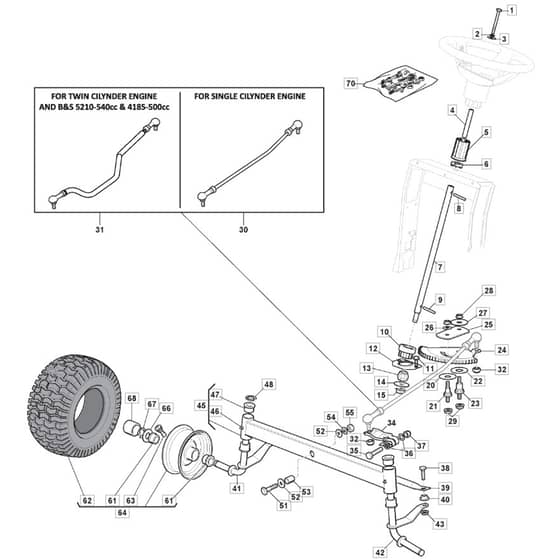 T30M - 2012-2019 - 2T2010436/BQ - Mountfield Ride On Mower Steering Diagram
