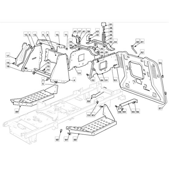 T35M - 2011-2013 - 2T0320436/BQ - Mountfield Ride On Mower Chassis Diagram