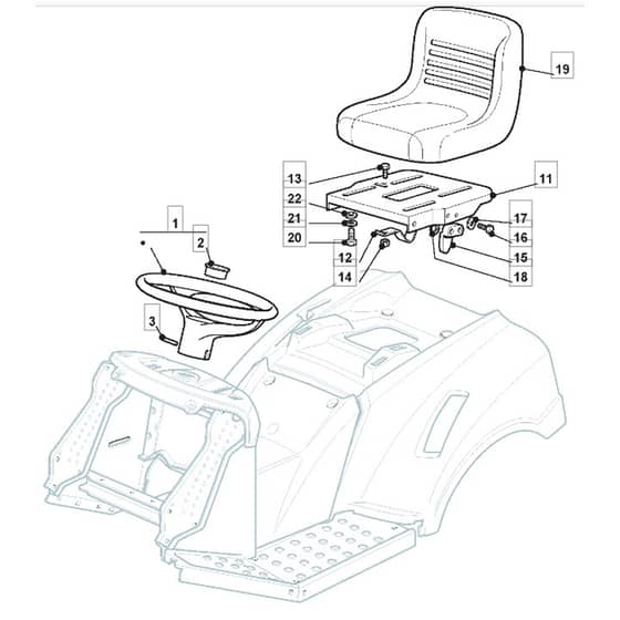 T35M - 2011-2013 - 2T0320436/BQ - Mountfield Ride On Mower Seat Diagram