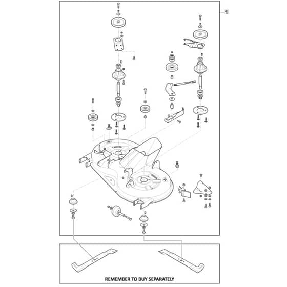T38 M - 2020-2022 - 2T2510483/MC - Mountfield Ride On Mower Cutting Deck Assy - MP98 Diagram