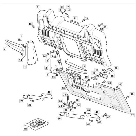 T38 M - 2020-2022 - 2T2510483/MC - Mountfield Ride On Mower Rear Plate Diagram