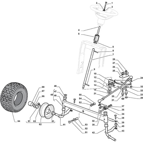 T38M-SD - 2009-2019 - 2T3244436/BQ - Mountfield Ride On Mower Steering Diagram