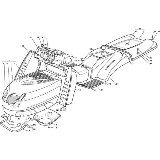 T40H - 2008 - 299931436/BQ - Mountfield Ride On Mower Body Diagram