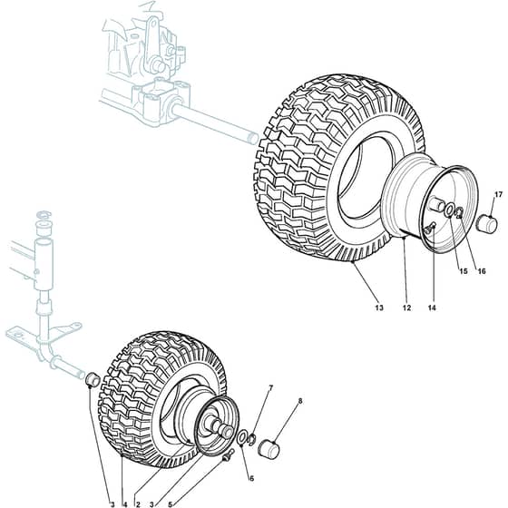 T40H - 2015-2019 - 2T1730436/BQ - Mountfield Ride On Mower Wheels Diagram