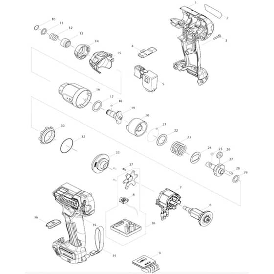 Makita TD111D - Cordless Impact Driver - Power Tool Diagram