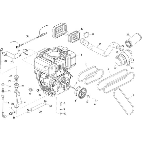 Belle TDX 650 A - Yanmar L100N Engine Assembly