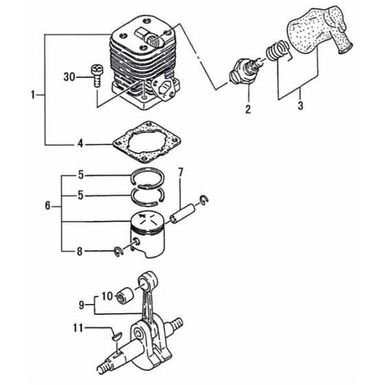 Tanaka TED-262 - L - D - H - Cylinder Piston Crankshaft