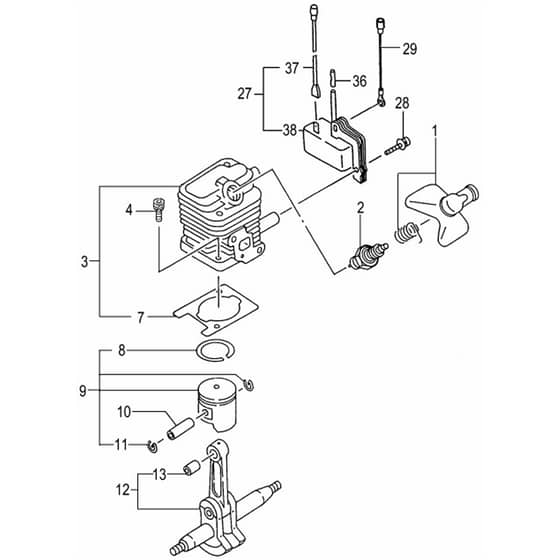 Tanaka THT-2000-L - Cylinder Piston Crank Shaft
