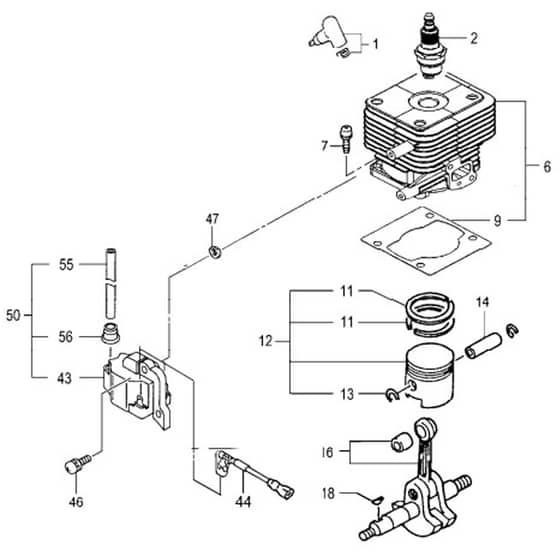 Tanaka TIA-350PFS - Cylinder Piston Crankshaft