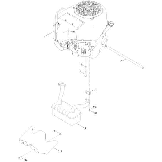 Toro TimeCutter 107cm - 74692 (400000000 - 418499999) Engine and Muffler