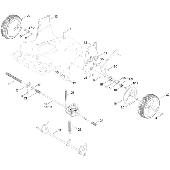 Toro TimeMaster TM76K 76cm - 21811 (411592610 - 412999999) Rear Wheel and Height-of-Cut