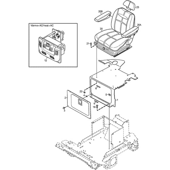 TITAN 740 DC - 2013-2014 - 13-7461-11 - Stiga Front Mower Seat 01 Diagram