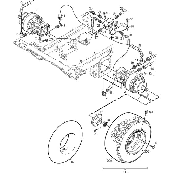 TITAN 740 DC - 2013-2014 - 13-7461-11 - Stiga Front Mower Wheel Engine Front Diagram