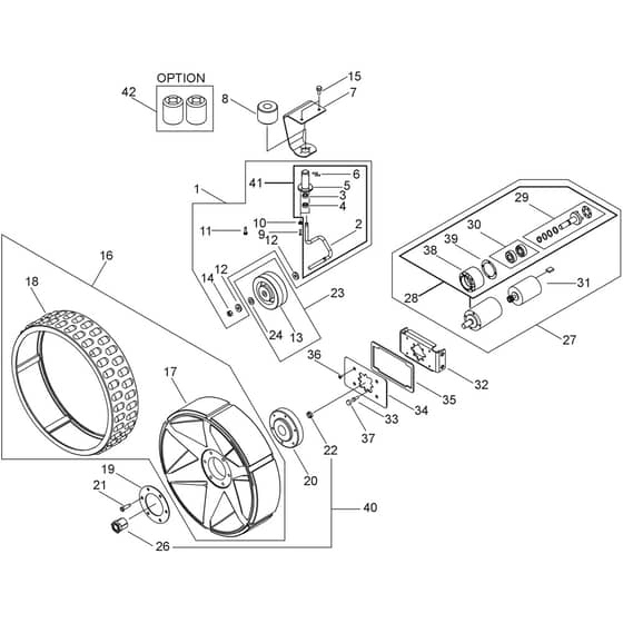 Echo TM-1050 FAIRWAY LOW CUT Wheel, Motor and Gear box
