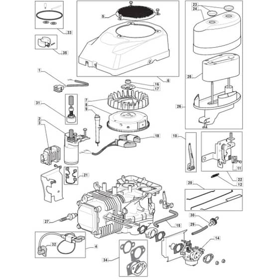 TM 15 36 - 2010 - 2T0320433/M10 - Mountfield Ride On Mower Engine TRE0701 Diagram