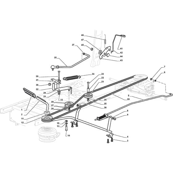 TM 16 43 - 2010 - 2T1110433/M10 - Mountfield Ride On Mower Brake and Gearbox Controls Diagram