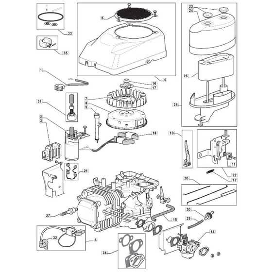 TM 35 H - 2009 - 2T2644433/09 - Mountfield Ride On Mower Engine TRE0701 Diagram