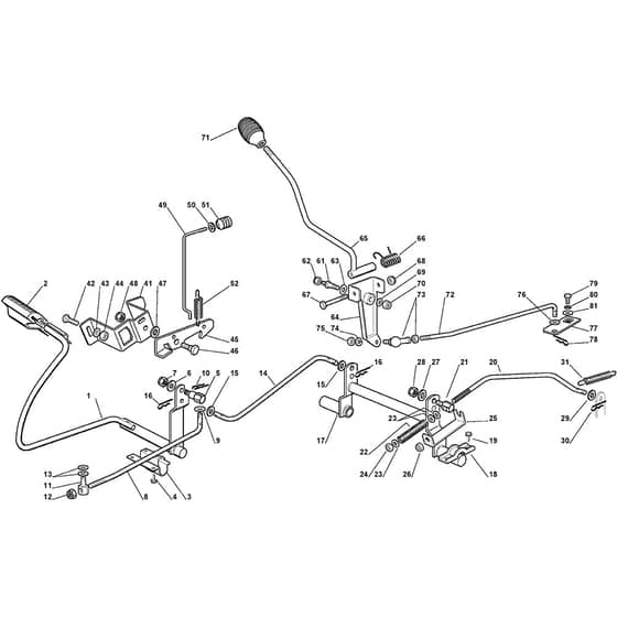 TM 40 - 2011 - 2T5144433/09 - Mountfield Ride On Mower Brake and Gearbox Controls Diagram