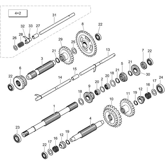TN 4500 -  - Efco Transporter Gear (Gearbox) 3+1 Diagram