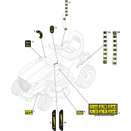 TORNADO 2098 - 2019-2021 - 2T0510481/ST2 - Stiga Ride On Mower Labels Diagram
