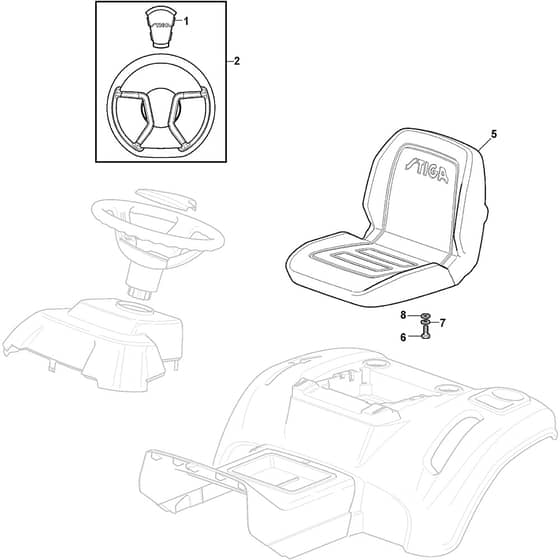 TORNADO 3108 H - 2021 - 2T1210481/ST2 - Stiga Ride On Mower Seat Diagram