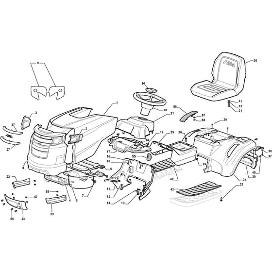 TORNADO 3108 H - 2014 - 2T1220281/14 - Stiga Ride On Mower Body Diagram