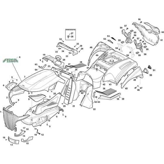 TORNADO 4108 H - 2017-2020 - 2T1810481/17 - Stiga Ride On Mower Body Diagram