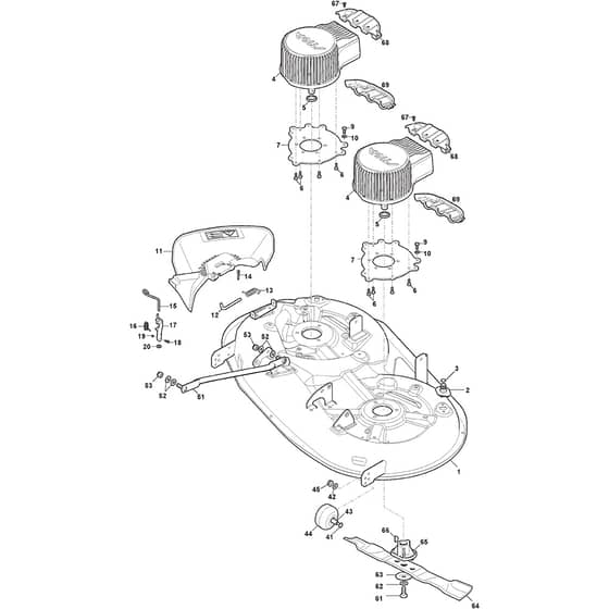 Tornado 598e - 2022-2025 - 2T0665481/ST2 - Stiga Ride On Mower Cutting Plate Diagram