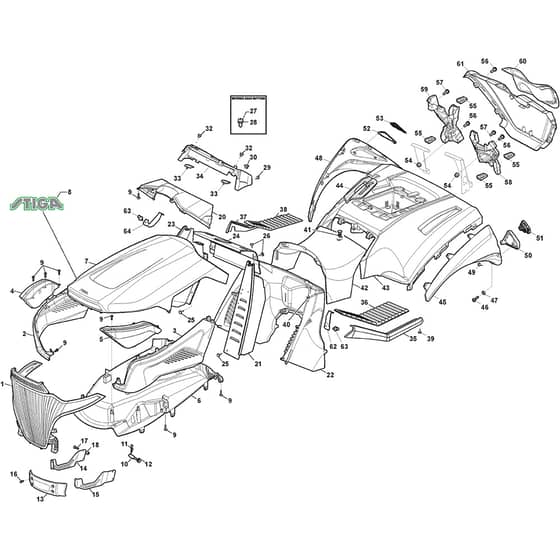 TORNADO 6108 HW - 2017-2019 - 2T1800681/17 - Stiga Ride On Mower Body Diagram