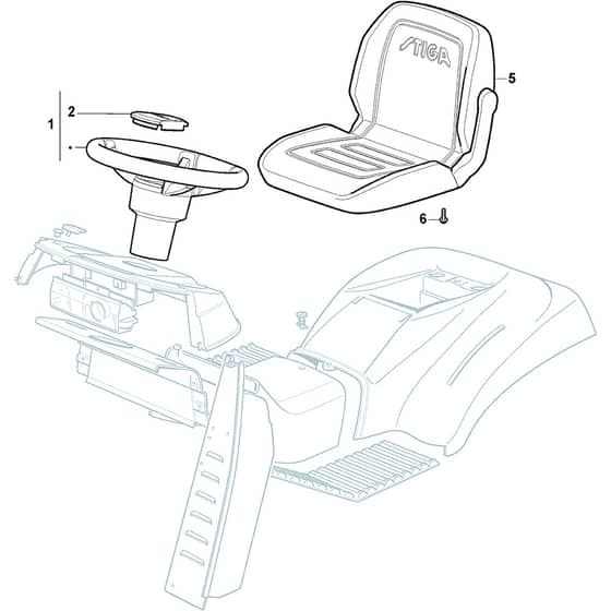 TORNADO 6108 HW - 2020-2021 - 2T1845481/ST1 - Stiga Ride On Mower Seat Diagram