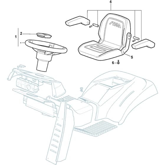 TORNADO 6121 HW - 2020 - 2T1945481/ST1 - Stiga Ride On Mower Seat Diagram
