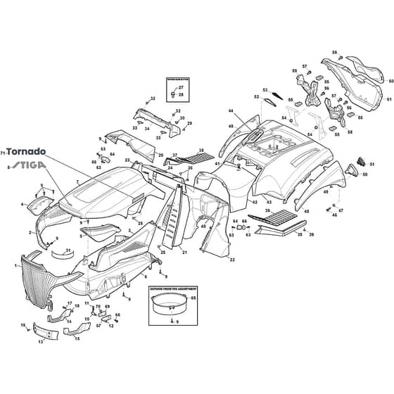 TORNADO 7121 HWSY - 2020-2021 - 2T1945381/ST1 - Stiga Ride On Mower Body Diagram