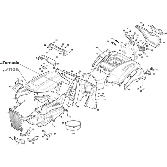 TORNADO PRO 9121 XWSY - 2020-2021 - 2T3040381/ST1 - Stiga Ride On Mower Body Diagram