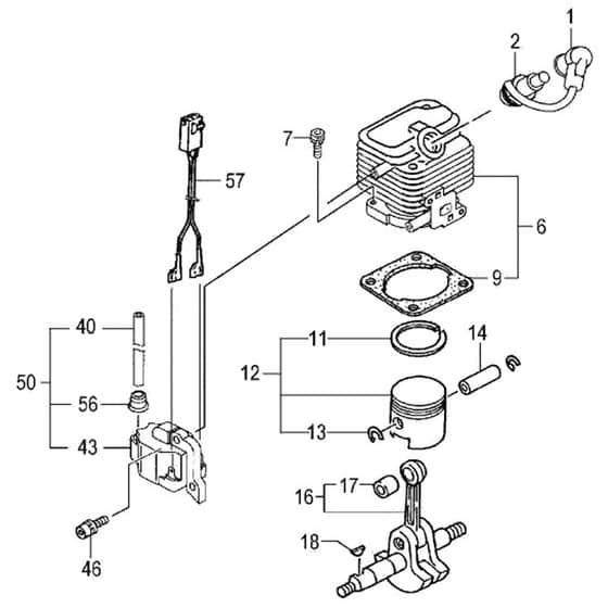Tanaka TPH-230S - H36 TPH230S9535 - Cylinder Piston Crank Shaft